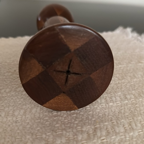 Vintage Carved Wood Candlesticks, one pair - Picture 4 of 7